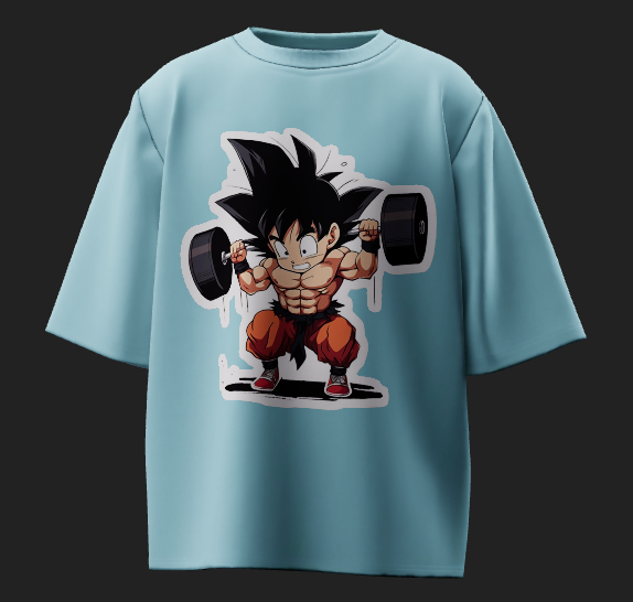 GOATZILLA Saiyan Power Lift Oversized T-Shirt – Blue